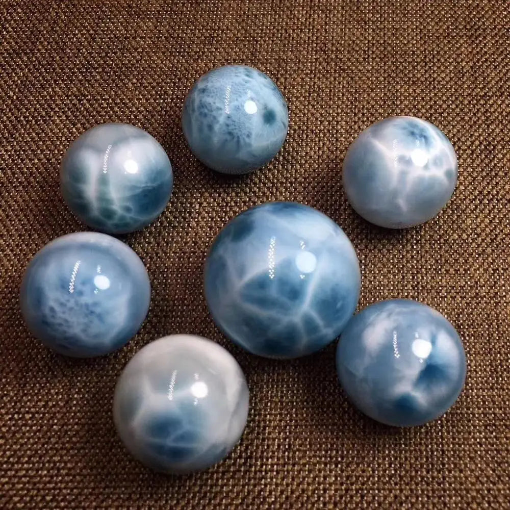 Copper Pectolite Crystal Ball Natural Larimar Chakra Quartz Healing Reiki Stone Sphere Ball + Stand