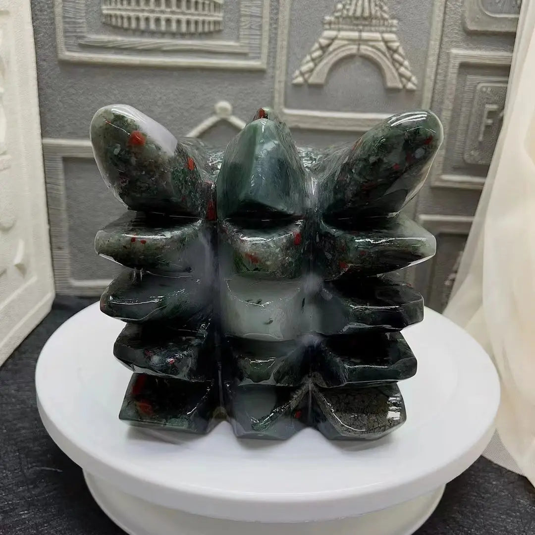 Natural African Blood stone hand carved Large Dragon Head Crystal Energy Home office decorative craft Gift Reiki Healing 28-29cm