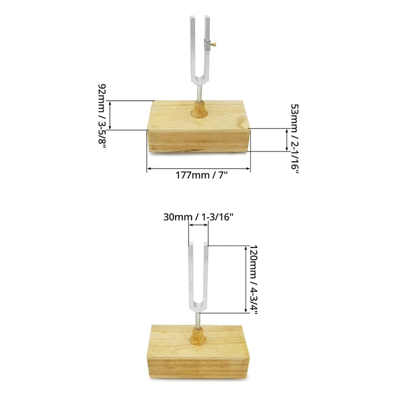 2 PCS Tuning Fork 440HZ Virbration Tuning Fork Wood Color & Silver Wood+Steel For Sound Therapy, Yoga, Meditation And Relaxation