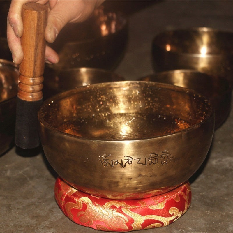 Tibetan Meditation Black Singing Bowl Nepal Pure Handmade Professional OM Sound Bronze Bowls Therapy Buddha Chakra Mindfulness