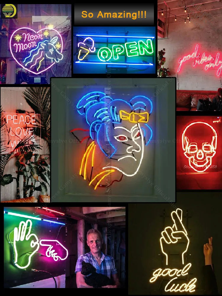 Neon Sign TAROT CARD READER OPEN Neon Wall Sign for Studio Beer Love Hotel Advertise Lamp Recreational Handmade Real glass TUBE