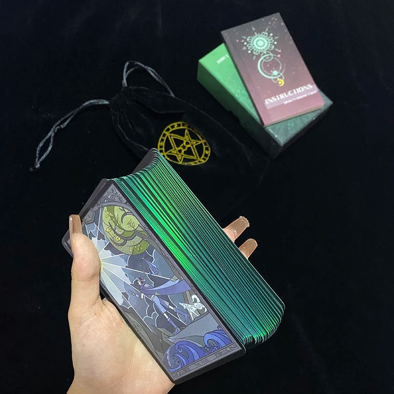 Original Box Broken Mirror Tarot Waite System Tarot Cards Game Collection UV Bronzing Flash Gold Card Toys English Version