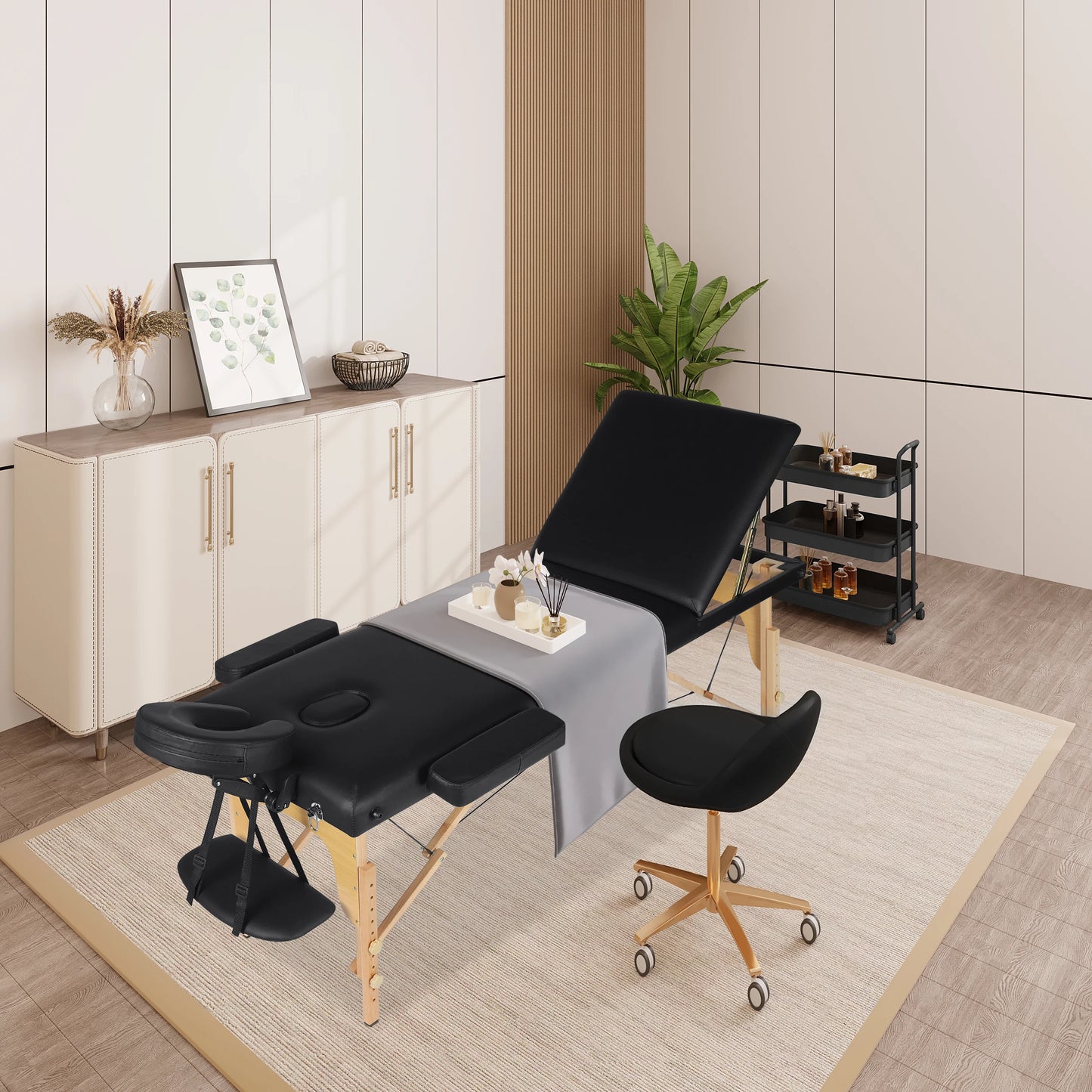 Portable Massage Table 3-Section Folding Height Adjustable Beauty Bed Lightweight Facial Spa Reiki Table Salon Tattoo Therapy