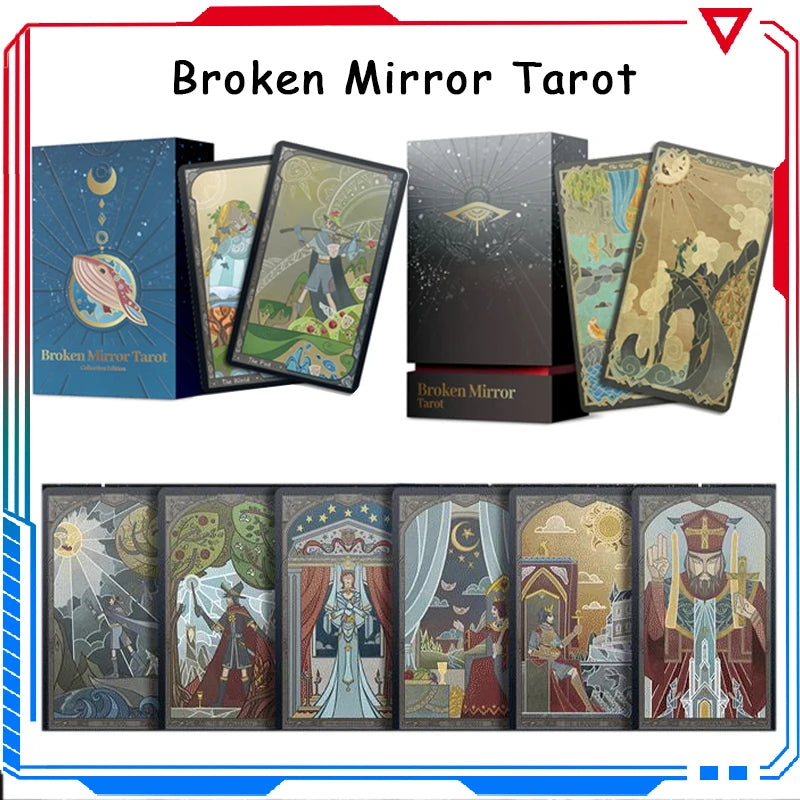 Original Box Broken Mirror Tarot Waite System Tarot Cards Game Collection UV Bronzing Flash Gold Card Toys English Version