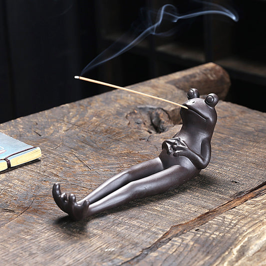 Frog Incense Stick Holder - Ceramic Insence Burner Ash Catcher, Incense Stand  Frog Ornament for Aromatherapy/Yoga